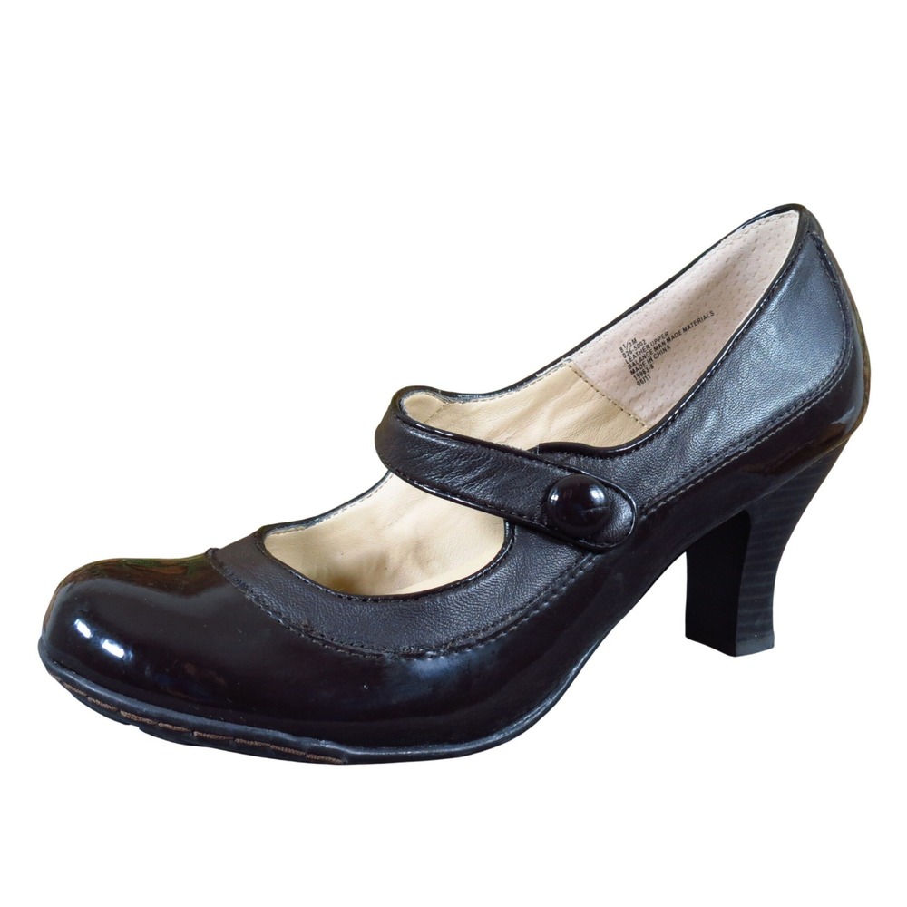 Strictly Comfort Women Mary Jane Pump 8.5M Office Career Dark Brown Leather